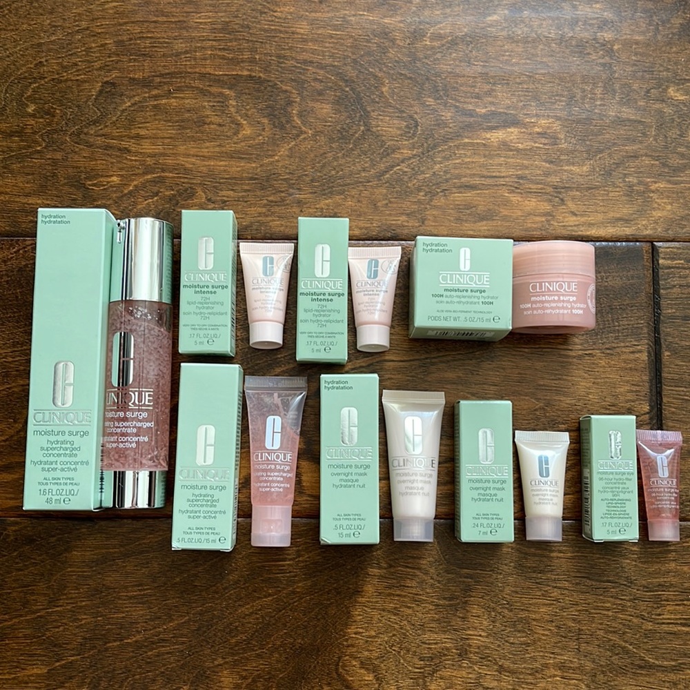 NIB Clinique Moisture Surge Bundle Concentrator 72H & 100H Hydrator $75+ value